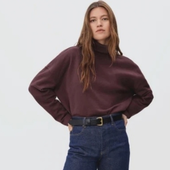 Everlane Cowl Neck Boxy Sweatshirt Burgundy Small - Picture 16 of 16
